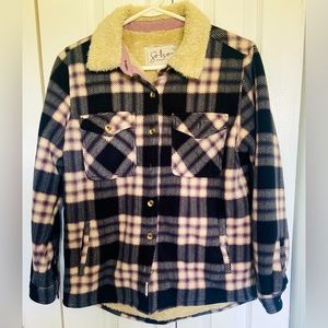 Women's Plaid Fleece Jackets Plush Sherpa Lined